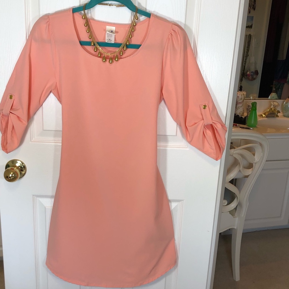 GS Small Solid Block Peach Pink Summer Very Light Weight & Cool Dress size Small - Picture 8 of 8